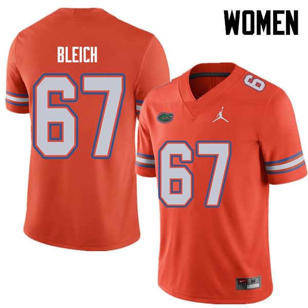 Women's NCAA Florida Gators Christopher Bleich #67 Stitched Authentic Jordan Brand Orange College Football Jersey EJK4765XH